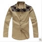 Khaki Korean Style Casual Slim Groom Shirts