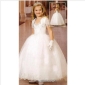 White Short Sleeve With Wrap Flower Girl Dresses