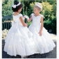 White With Bow Satin Flower Girl Dresses