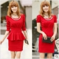 Red With Sleeves Mini Bridesmaid Dresses