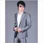 Silver Casual Single Breasted Groom Suits