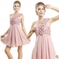 Pink One Shoulder Knee Length Bridesmaid Dresses