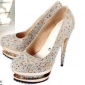 Colourful Diamond High Heel Closed Toe Women's Bridal Shoes_