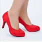 Red Elegant Closed Toe Women's Bridal Shoes