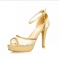 Gold Lace Evening Elegant Women's Dress Shoes