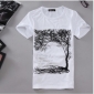 White With Black Tree Cotton Men's T-Shirts