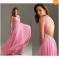 Pink One Shoulder Chiffon Backless Beach Wedding Dresses