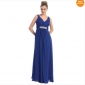Blue Chiffon Empire V Neck Mother of the Bride Dresses