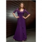 Purple Long Sleeve Empire Chiffon Mother of the Bride Dresses