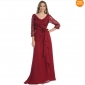 Red V Neck Lace Chiffon Empire Mother of the Bride Dresses
