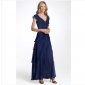 Short Sleeve Blue Chiffon Empire Mother of the Bride Dresses