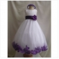 White Purple Tulle Sleeveless Flower Girl Dresses