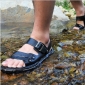 Black Leather Leisure Men's Sandals