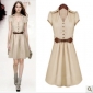 Short Sleeve Knee Length With Bow Dresses