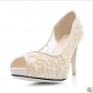 Beige High Heel Lace Elegant Women's Dress Shoes