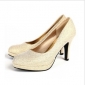 Gold High Heel Shiny Women's Dress Shoes