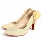 Gold Flowers On High Heel Women's Dress Shoes
