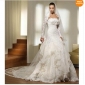 White Long Sleeve Tails Lace Tulle Beach Wedding Dresses