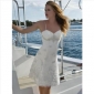 White Knee Length Short Spaghetti Backless Beach Wedding Dresses