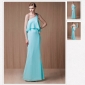 One Shoulder Backless Light Blue Chiffon Beach Wedding Dresses