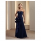 Blue Beaded Lace Neckline Drop Waist Chiffon Mother of The Bride Dress