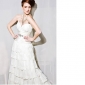 Sweetheart Layered White Backless Beach Wedding Dresses