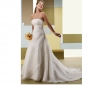 Backless Satin A-Line Appliques Beach Wedding Dresses