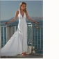 White Chiffon Backless Beach Wedding Dresses