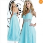 Formal Evening Silky Light Blue Beach Wedding Dresses