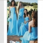 Ruffles Silky Chiffon Light Blue Beach Wedding Dresses