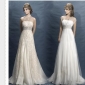Floor Length Backless Lace Tulle Asymmetrical Wedding Dresses