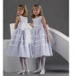 Blue White Bow Lace Up Flower Girl Dresses