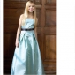 Taffeta Spaghetti Straps Green With Ribbons Flower Girl Dresses