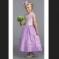 Purple Ankle Length Green Ribbons Flower Girl Dresses