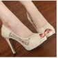 Lace Beige Sexy High Heel Platform Shoes