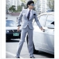 Gray Business Formal Cotton Polyester Groom Suits