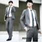 Gray Single-Breasted Business Groom Suits