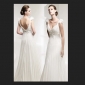 V Neck Chiffon Backless Floor Length Beach Wedding Dresses