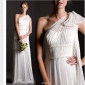 One Shoulder Chiffon Ruffles Halter Beach Wedding Dresses