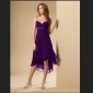 Purple Chiffon With Straps Knee Length Bridesmaid Dresses