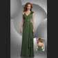 Green Chiffon V Neck Backless Bridesmaid Dresses