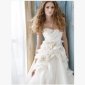 Ivory Satin Organza Backless Ruffles Ball Gown Wedding Dresses