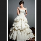 Ivory Ruffles Embroidery Layered Ball Gown Wedding Dresses
