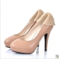 With Shiny Diamond Spike Heel Lace Women's Bridal Shoes
