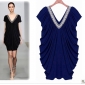 Black V Neck Chiffon Loose Elegant Dresses