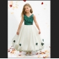 Green White Sleeveless Ruffles V Neck Flower Girl Dresses