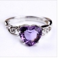 Purple Diamond Heart Shape Silver Wedding & Engagement Rings