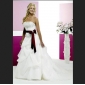 White Satin Halter Sleeveless With Red Bow Empire Wedding Dresses