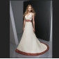 V Neck Court Train White With Red Bow Empire Wedding Dresses