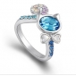 Blue Diamond Silver Cat Shape Wedding & Engagement Rings